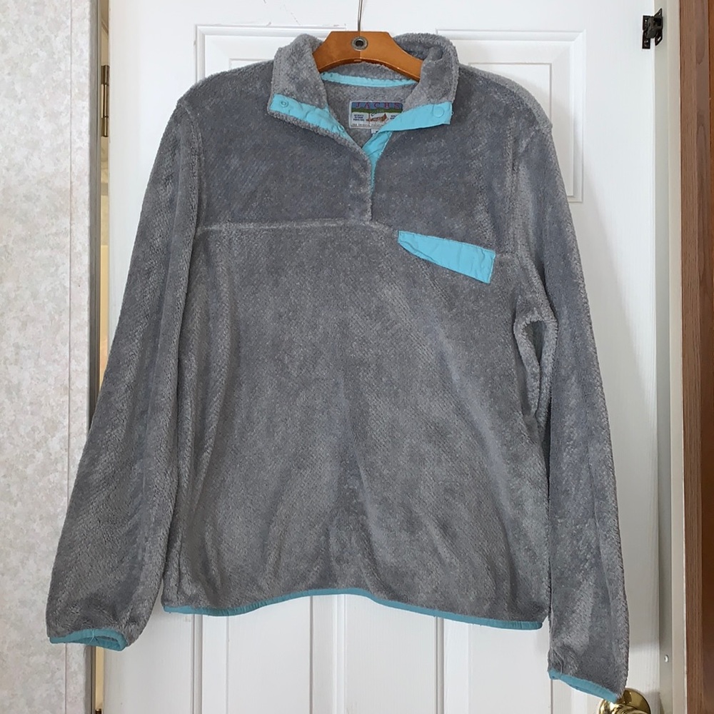 Faux Fur Snap-T Teddy Pullover Sweater Gray